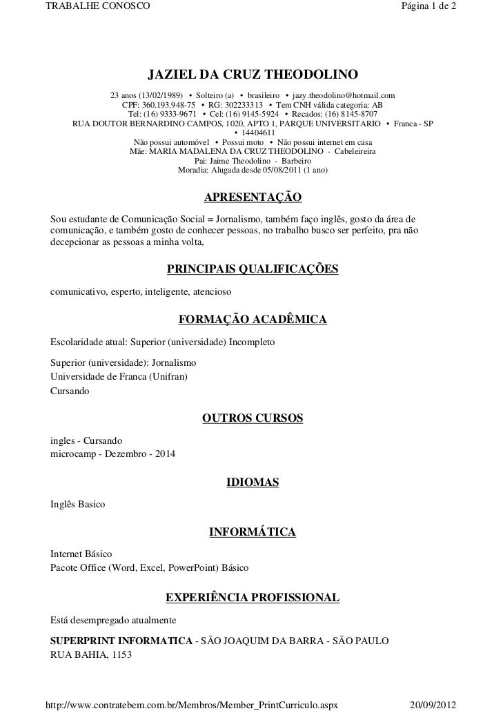 curriculum vitae onde colocar a cnh curriculum vitae onde colocar a cnh